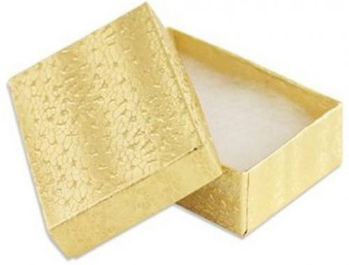 100 Gold Cotton Filled Jewelry Display Gift Boxes 3x2