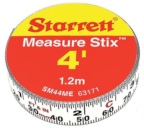 Starrett Measure Stix SM44ME Steel White Measure Tape with Adhesive Backing E...