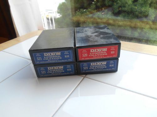 Lot 4 Vintage NOS Dixon Lumber Crayons Dozen Boxes 36 Blue 521 12 Red 520 NIB