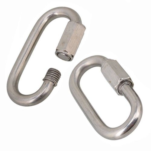 2PCS 304 Stainless Steel Carabiner Quick Oval Screwlock Link Lock Ring Hook M9