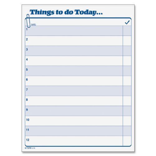Tops daily agenda things to do today pad, 8.5 x 11 inches, 100-sheet pad new for sale