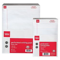 LEGAL PAD,8.5X11&#034; WHITE 12/PK