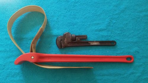 Lot #22 rigid no 5 belt strap wrench rigid pipe wrench mechanics tools for sale