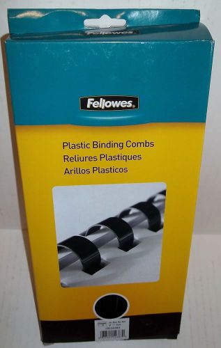Fellows CRC52383 Plastic Binding Combs 1&#034; Black Round Back 200 Sheets 10pk