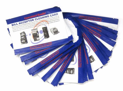 Box of 25 alcohol free dollar bill validator &amp; acceptor cleaning cards for sale