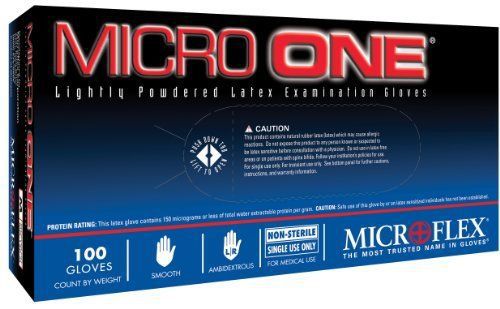 Microflex MO150L Lightly Powdered Micro-One Latex Glove Size Large, 100 Box
