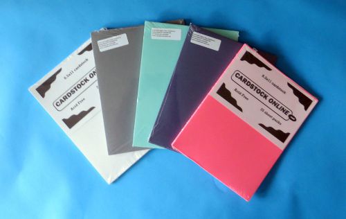 VINTAGE LOT OF 5 CARDSTOCK PAPER BUNDLES 25 sheets per package DIFFERENT COLORS