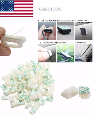 30pcs white plastic wire tie rectangle cable mount clip clamp self-adhesive zip for sale