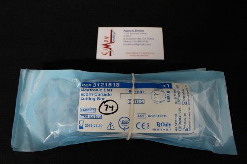Lot of 3 Medtronic ENT Xomed Acorn Carbide Bur REF 3121518 EXP 07/2019 #74