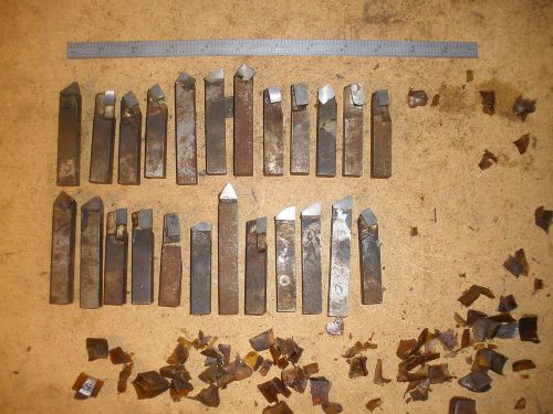 Lot of 22 Carbide Tipped Lathe Turning Cutting Tools 1/2&#034; square All Sharp!
