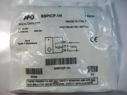 Micro Detectors SSP/CP-1H Photoelectric Sensor Switch, Made in Italy,  NEW