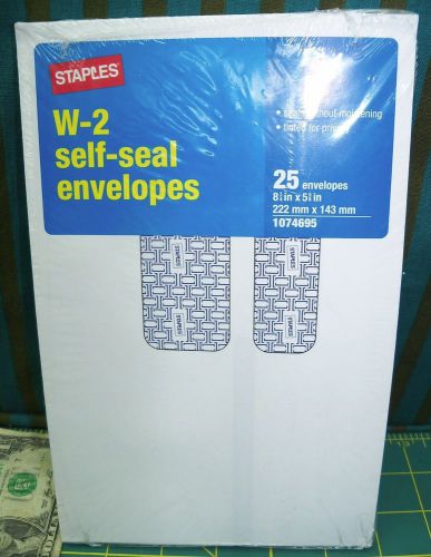 Staples W - 2 Tax Self Seal Envelopes  25 Pack Security 8-3/4 x 5-5/8&#034;