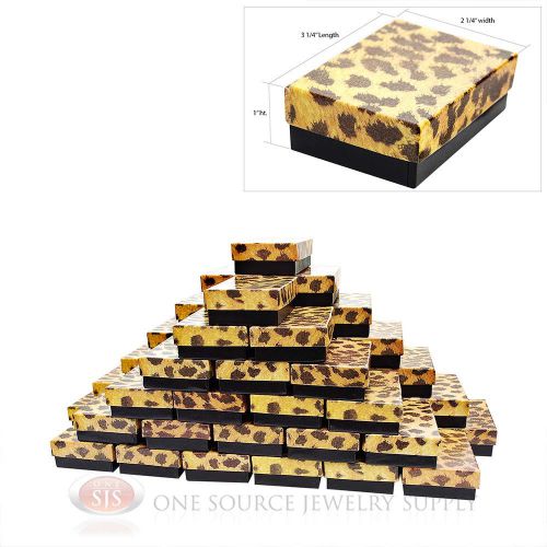 50 leopard print cotton filled jewelry gift boxes 3 1/4&#034; x 2 1/4&#034; for sale