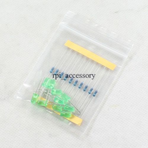 10 LED + 10 Resistor Experiment Kit for Raspberry Pi Arduino MCU Starter Green