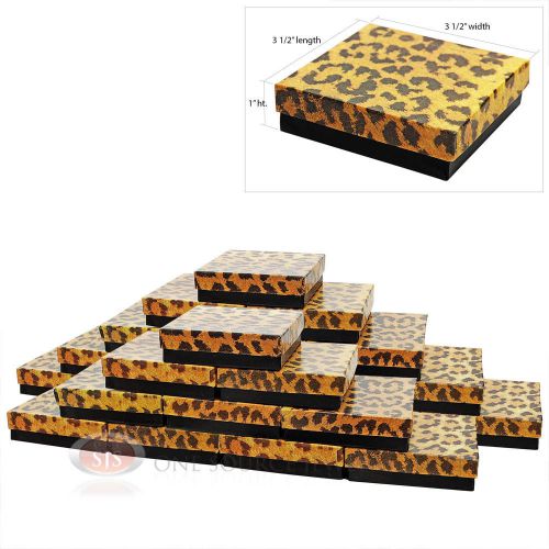 25 leopard print cotton gift boxes 3 1/2&#034; x 3 1/2&#034; for sale