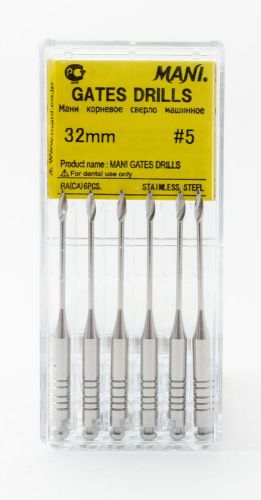 DENTAL ENDODONTIC GATES GLIDDEN DRILLS 32mm SIZE #5 6/PACK Endodontic Root Canal