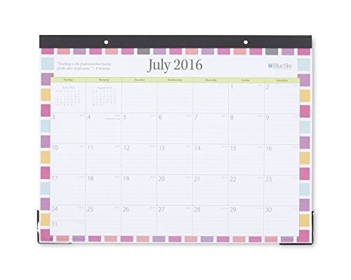 Blue Sky Today&#039;s Teacher &#034;Squares&#034; Academic Year 16/17 Monthly 17 x 11 Desk Pad