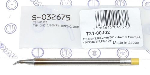 Hakko t31-00j02 angled tip, 900°f/480°c r0.2mm / 30° x 4mm x 11mm for fx-100 for sale