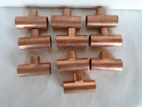 Nibco 3/4x3/4x1/2 reducing tee wrot copper c x c x c unused lot of 10 for sale