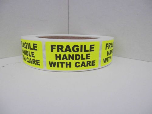 FRAGILE HANDLE WITH CARE Warning Stickers Labels fluorescent chartreuse 250/rl