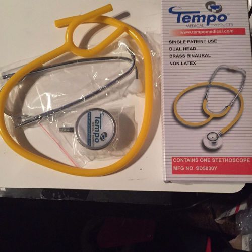 Brand New  Dual Head yellow Brass Binaural Stethoscope In Box       Adult