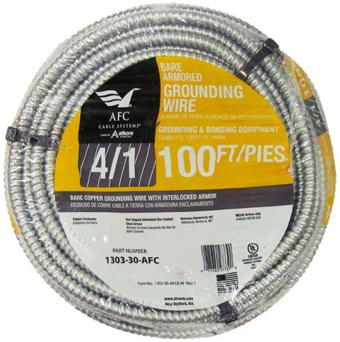 4/1 x 100 ft. industrial ac stranded bare armored ground electrical cable wire for sale