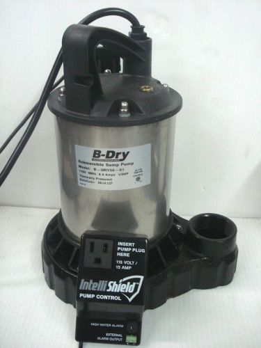 B-dry 1/2 hp submersible sump pump probe switch high water alarm nobox no manual for sale