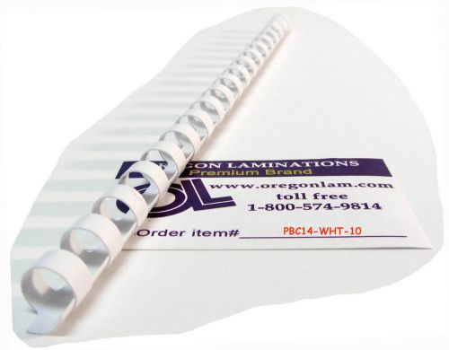 1000 WHITE Comb Binding Spines 1/4&#034; diameter (6mm) 19 Loop by Oregon Laminations