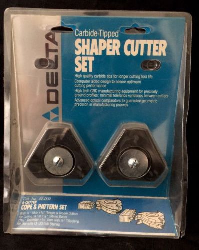 DELTA 42-002 Carbide Tipped Shaper Cutter Set. 1/4&#034;x3/8&#034; Cope &amp; Pattern
