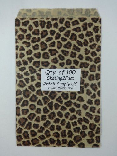 Qty. 100 Leopard Print Design Paper Merchandise 6&#034; x 9&#034; Bag Retail Shopping