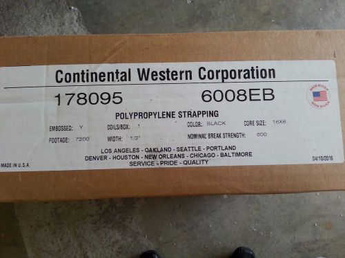1pack 1/2&#034; 7200 Ft 600 lb 16x6&#034; Core polypropylene Strapping Black Binding