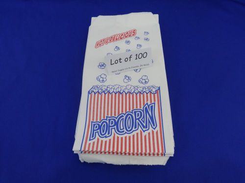 Qty 100 Popcorn Snack Sacks 1.5 oz Paper Bags Concession supplies 3.5&#034; x 2&#034; x 8&#034;