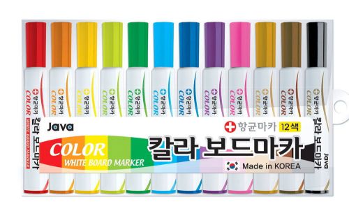 8 Set 12 Color White Board Non-Toxic Dry-Erase Marker Pens JAVA Korea