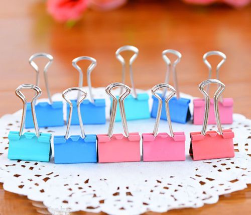 6Pcs Useful Metal Clips Multicolor File Paper Binder Clips Office Supply 15MM