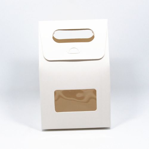 White Kraft Paper Package Boxes W/ Handle&amp;Window For Gifts Wedding Favors