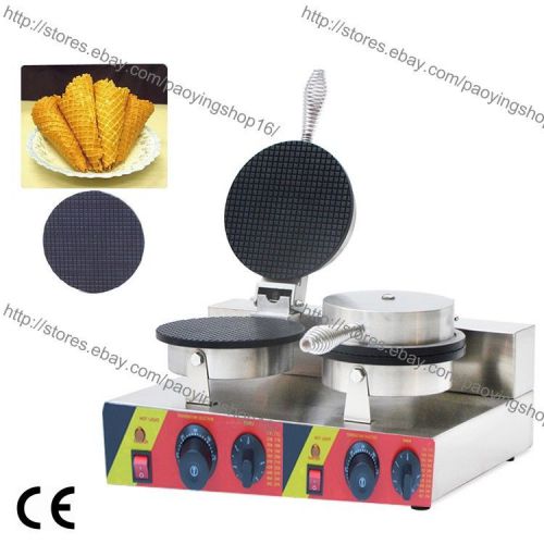 Commercial Nonstick Electric Dual Ice Cream Cone Waffle Maker Iron Baker Machine