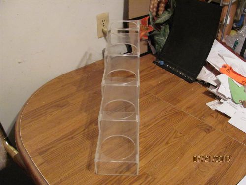 COMMERCIAL ACRYLIC  5 SLOT CUP  DISPENSER RACK- USED-RESTAURANT