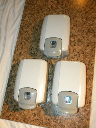 Hand soap sanititzer dispensers lot of 3 industrial push handle 10x 7x4 *as-is for sale