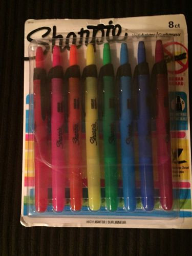 SHARPIE ACCENT RETRACTABLE HIGHLIGHTERS, CHISEL TIP, ASSORTED COLORS, 8/PACK