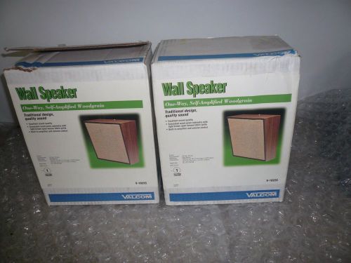 LOT OF 2 Valcom Wall Speakers Self Amplified Wood Grain V-1022C  NEW