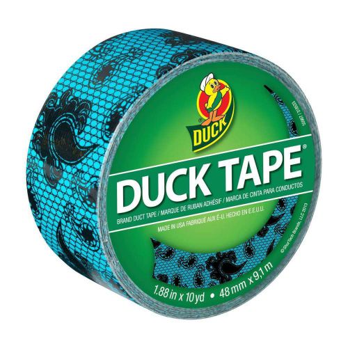 Duck Brand Blue Lace Design Printed Adhesive Duct Tape Roll 1.88 In x 10 Yd