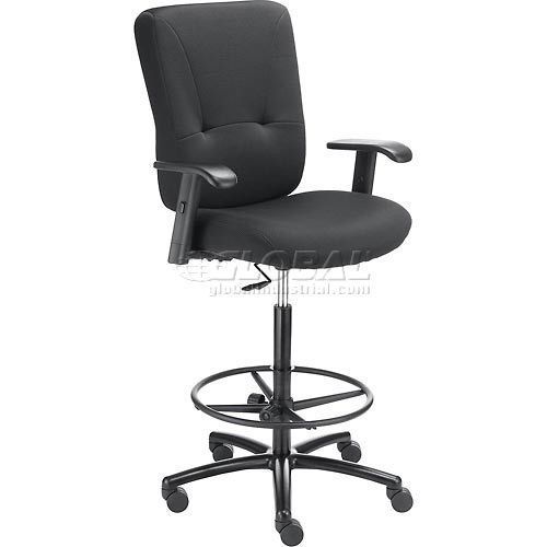 Interion Big &amp; Tall Ergonomic  Mobile Stool - Black Fabric