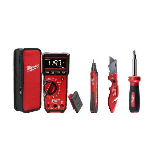 Milwaukee electricians combo kit hand tool set tester digital multimeter w/ case for sale