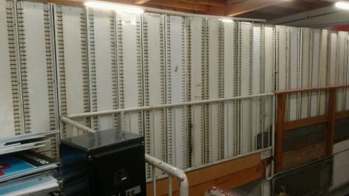 Used industrial metal shelving garage parts Dept bins over 50 units 84x38x12