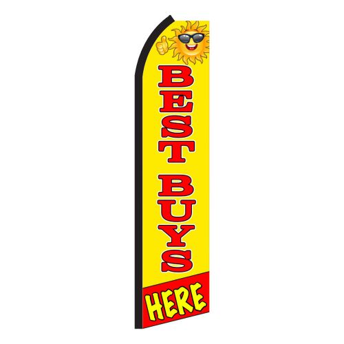 Best Buys Here yellow business sign Swooper flag 15ft Feather Banner made USA