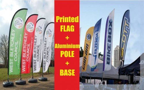 CUSTOM Design Feather Flag  400 cm Printed Flag + Alum.Pole+Base