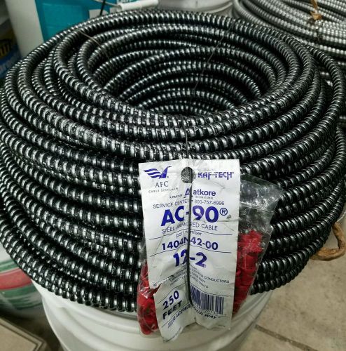 Afc 12/2 gauge mc cable bx ac-90 250ft wire armored steel electrical for sale