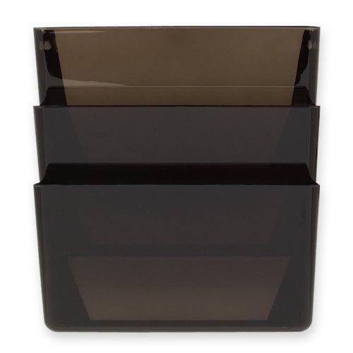 Rolodex Stak-A-File Three-Pocket Wall File Letter Smoke 3/Pack (47021)