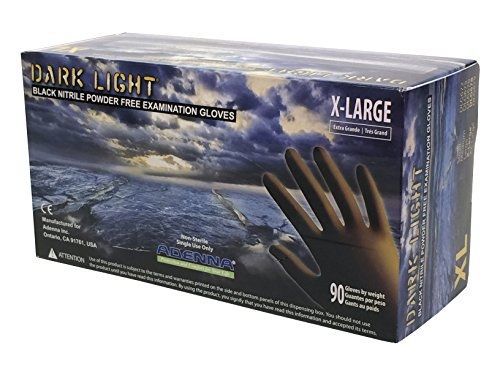 Adenna Dark Light 9 mil Nitrile Powder Free Exam Gloves (Black, X-Large)