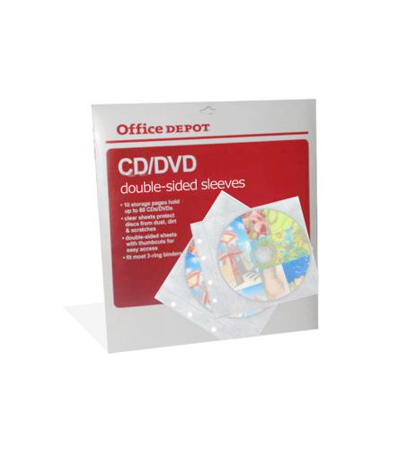 Office Depot® CD/DVD Sleeves 48Count Plastic/Vinyl Double Sided